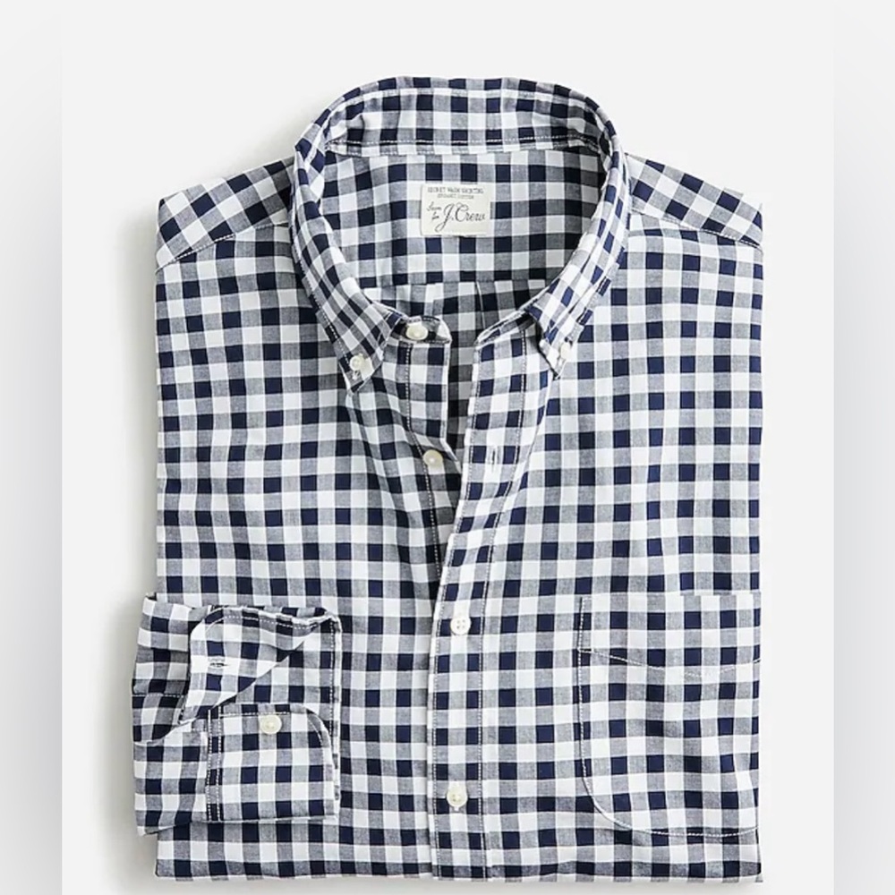 J Crew navy gingham men’s button down